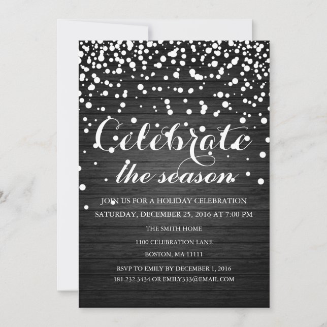 Christmas Holiday Wood Background Family Party Invitation (Front)