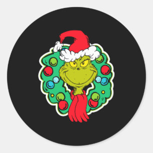 Christmas Holiday Wreath Classic Round Sticker