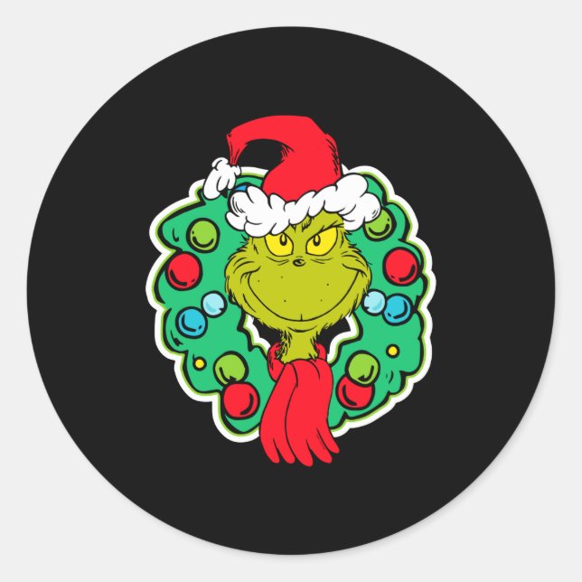 Christmas Holiday Wreath  Classic Round Sticker (Front)