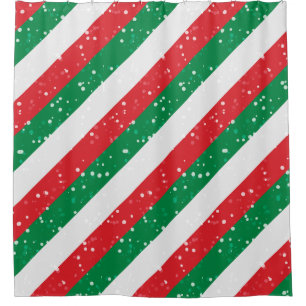 Christmas Holiday Xmas Festive Joy red white green Shower Curtain