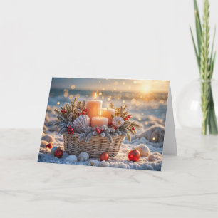 Christmas Holidays Across the Miles Beach Coastal Card