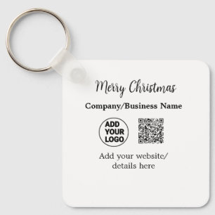 Christmas holidays add business logo name q r code key ring