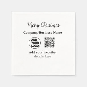 Christmas holidays add business logo name q r code napkin
