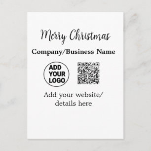 Christmas holidays add business logo name q r code postcard