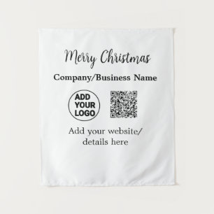 Christmas holidays add business logo name q r code tapestry