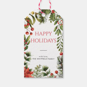 Christmas Holidays Berries Greenery Botanical Gift Tags