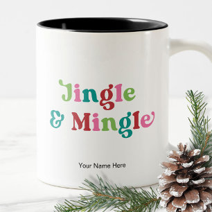 Christmas Holidays Bright Fun Colours Modern Retr Two-Tone Coffee Mug