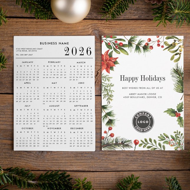 Christmas Holidays Business Logo and 2026 Calendar Holiday Card (Christmas Holidays Business Logo and 2026 Calendar Holiday Card)