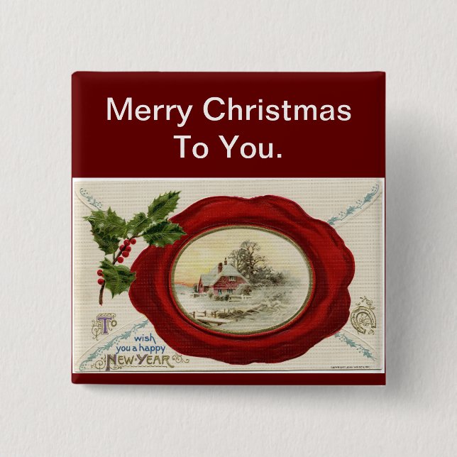 Christmas Holidays Button Pin (Front)