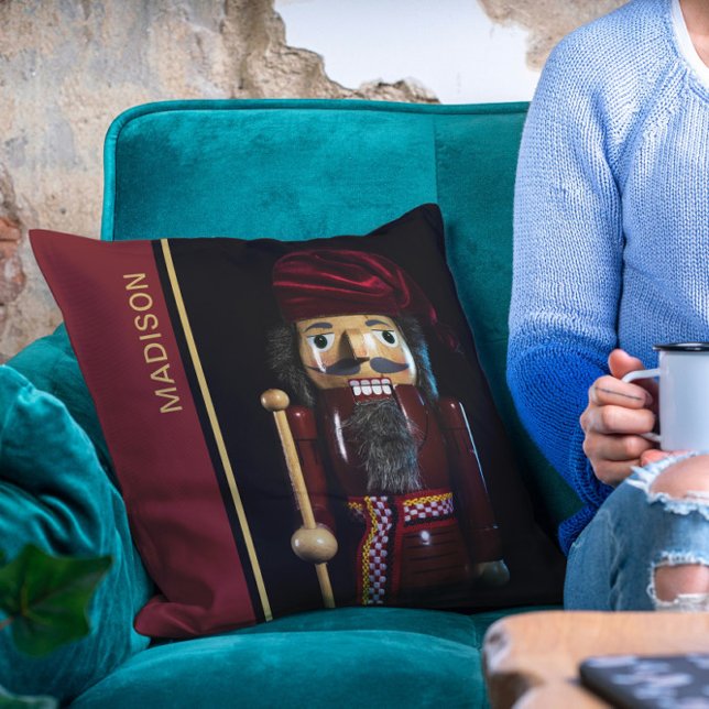 Christmas Holidays Chic Modern Nutcracker Name Cushion (Creator Uploaded)