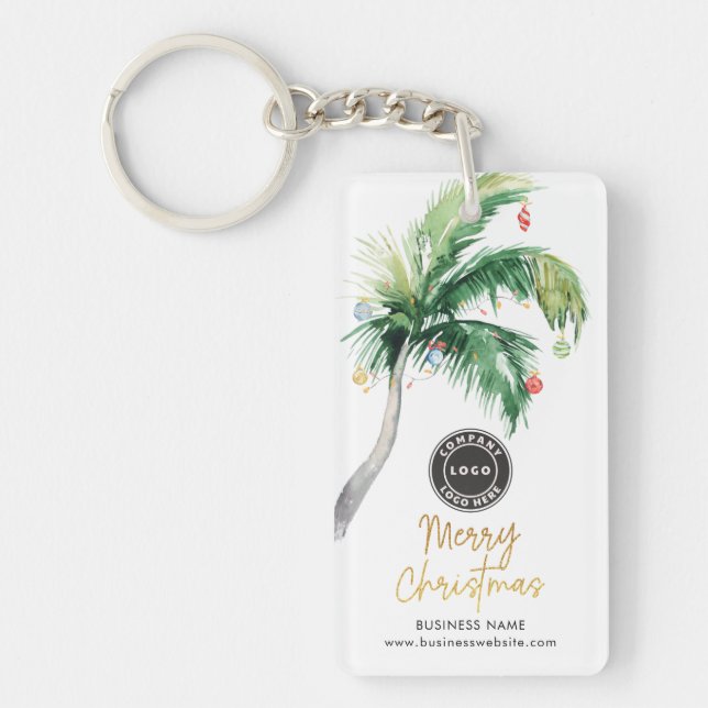 Christmas Holidays Coastal Palm Tree Swag Key Ring (Front)