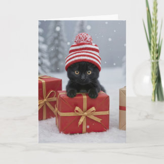 Christmas Holidays Cute and Funny Kitten Card