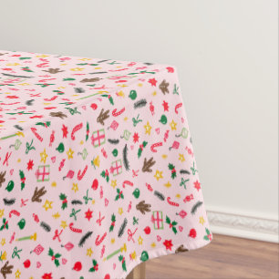 Christmas Holidays Cute Doodle Whimsical Pattern Tablecloth