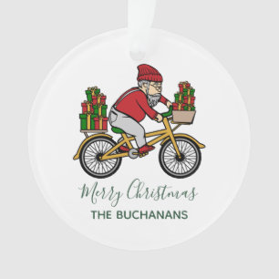 Christmas Holidays Cycling Santa Custom Ornament