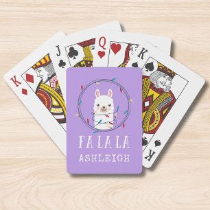 Christmas Holidays Fa La La Llama Personalised Playing Cards