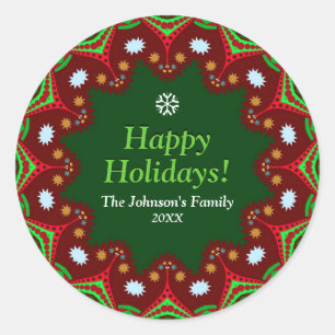Christmas Holidays Family Keepsake Party Plate Classic Round Sticker