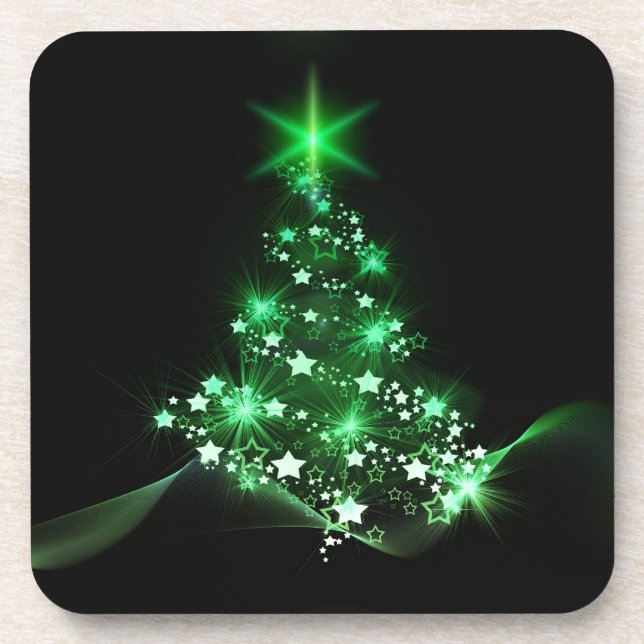 Christmas, holidays, joy, green colours, tree deco coaster (Front)