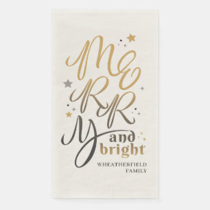 Christmas Holidays Merry and Bright Script Napkin