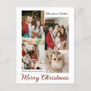 Christmas holidays Modern Typography Photo Collage Holiday Postcard