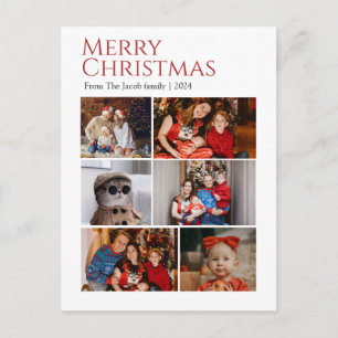 Christmas holidays Modern Typography Photo Collage Holiday Postcard