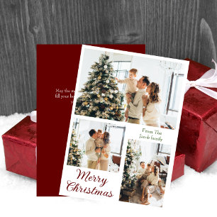  Christmas holidays Modern Typography Three-Photo  Holiday Card