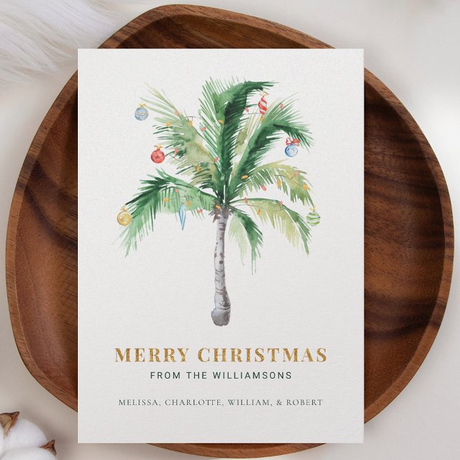 Christmas Holidays Palm Tree Holiday Card (Christmas Palm Tree Coastal Holiday Greetings Card)