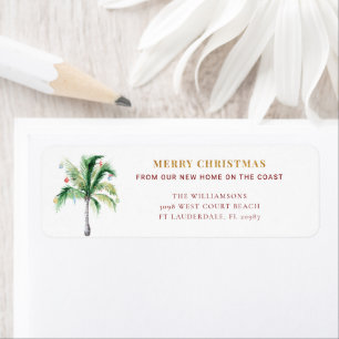 Christmas Holidays Palm Tree Modern Return Address