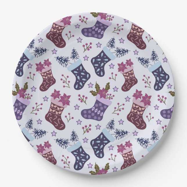 Christmas holidays paper plate (Front)
