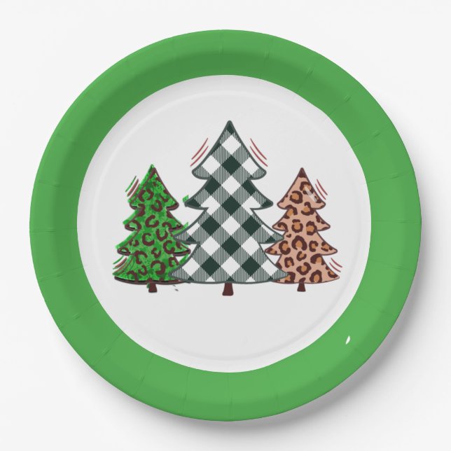 Christmas Holidays Party Supplies Christmas Tree Paper Plate (Front)
