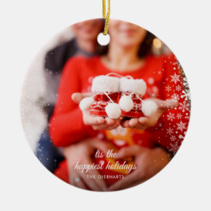 Christmas Holidays Photo Pregnancy Announcement Ceramic Tree Decoration