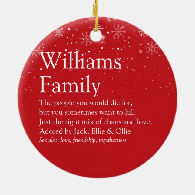 Christmas Holidays Photo Your Family Definition Ceramic Tree Decoration (Back)