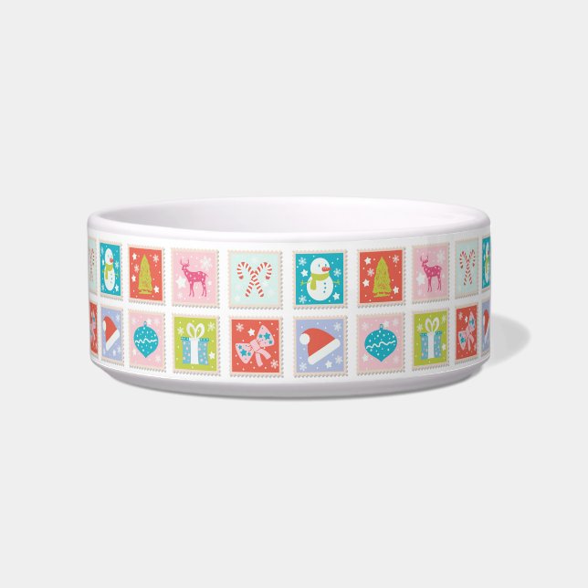Christmas Holidays Postage Stamp Pattern Bowl (Front)