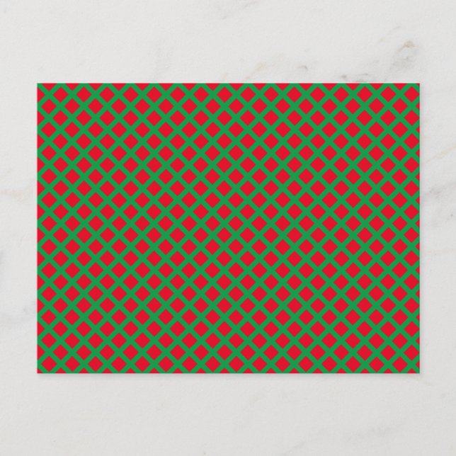 Christmas Holidays Red green diamond pattern Postcard (Front)