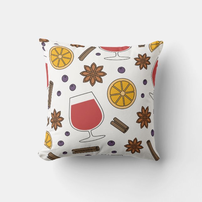 Christmas holidays red mulled wine spices cushion (Front)