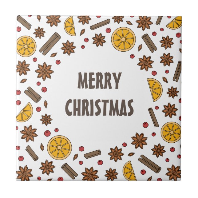 Christmas holidays red mulled wine spicy cocktail tile (Front)