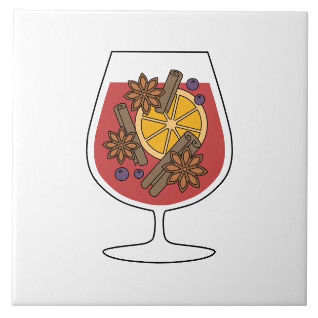 Christmas holidays red mulled wine spicy cocktail tile (Front)