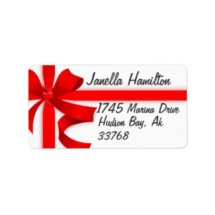 Christmas Holidays Red Ribbon Bow Address Labels