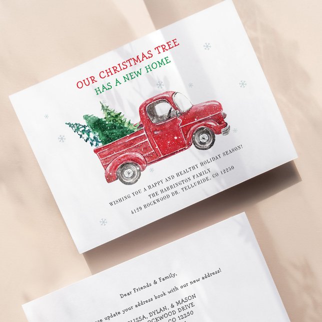 Christmas Holidays Red Truck Moved Announcement (Cute Christmas Holiday Moving Announcement)