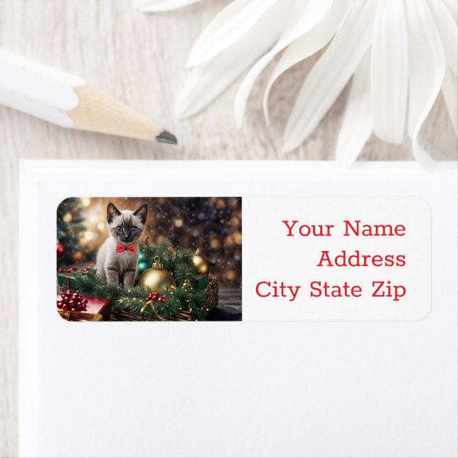 Christmas Holidays Return Labels Cute Kitten (Insitu)