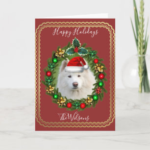 Christmas Holidays Samoyed dog greeting card