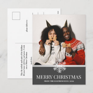 Christmas holidays Script Family One Photo Holiday Postcard