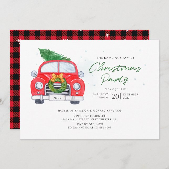 Christmas Holidays Script Family Party Invitation (Front/Back)