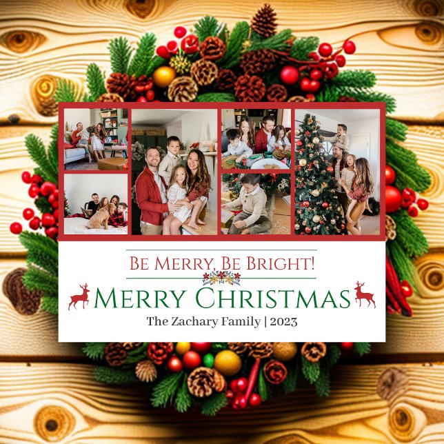 Christmas holidays Script Family Photo Collage Holiday Card (Creator Uploaded)