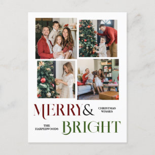 Christmas holidays Script Family Photo Collage Holiday Postcard