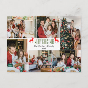 Christmas holidays Script Family Photo Collage Holiday Postcard