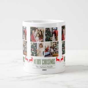 Christmas holidays Script Family Photo Collage Large Coffee Mug