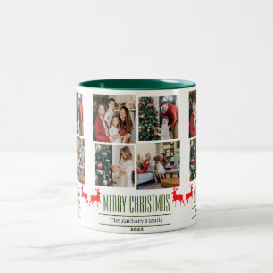 Christmas holidays Script Family Photo Collage Two-Tone Coffee Mug