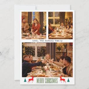 Christmas holidays Script Family Three Photo  Holiday Card