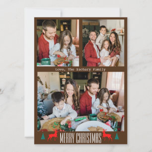Christmas holidays Script Family Three Photo Holiday Card