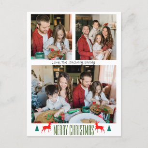  Christmas holidays Script Family Three Photo  Holiday Postcard